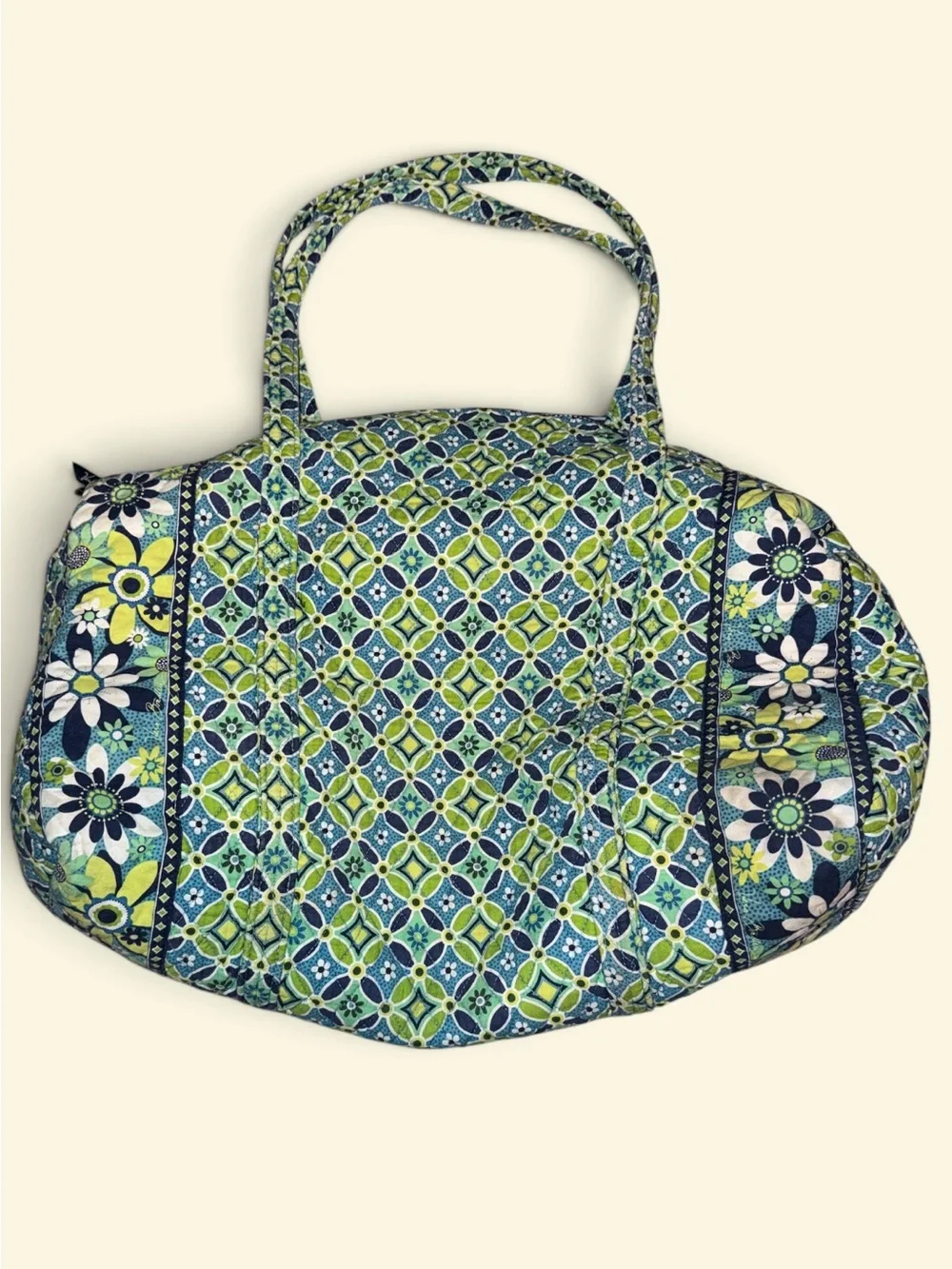Vera Bradley Tote Duffle Bag Turquoise Blue Lime Green